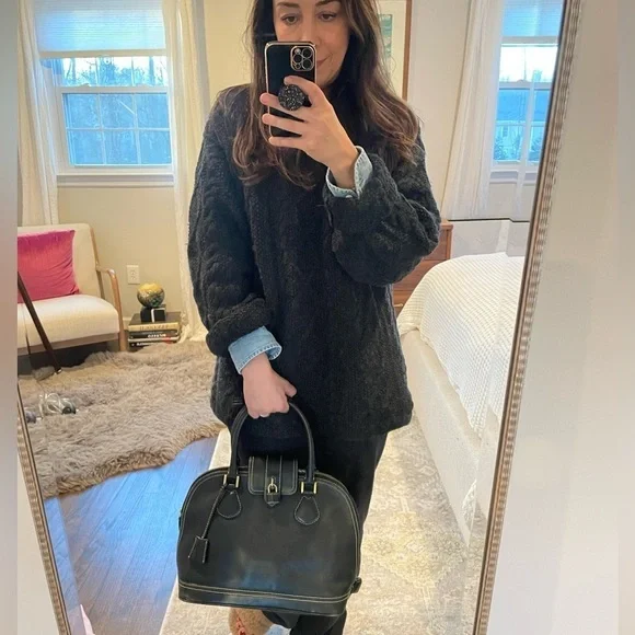 J. Crew Black Leather Satchel Handbag - Picture 2 of 11